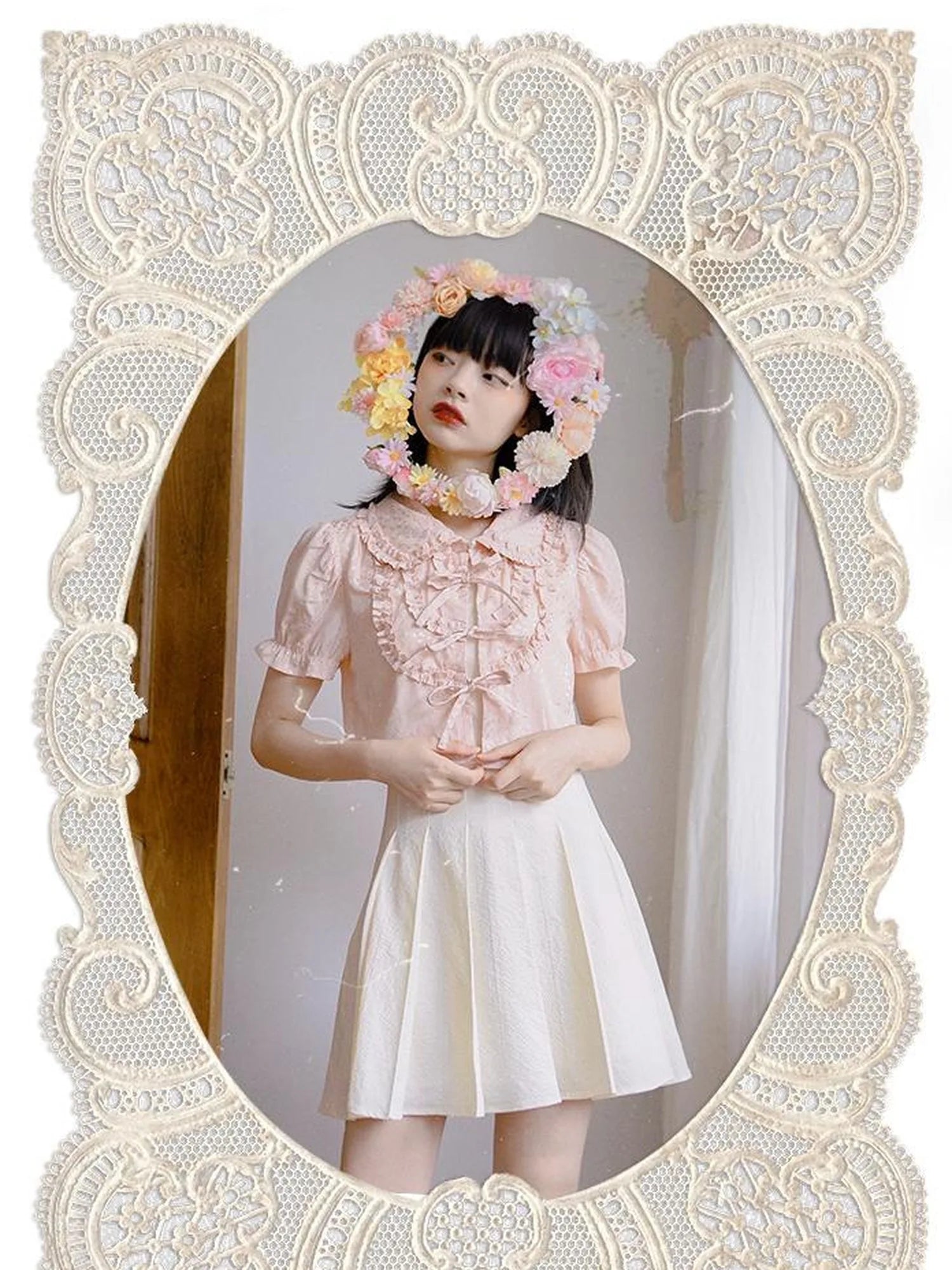 Butterfly Bow Short Shirt Blouse