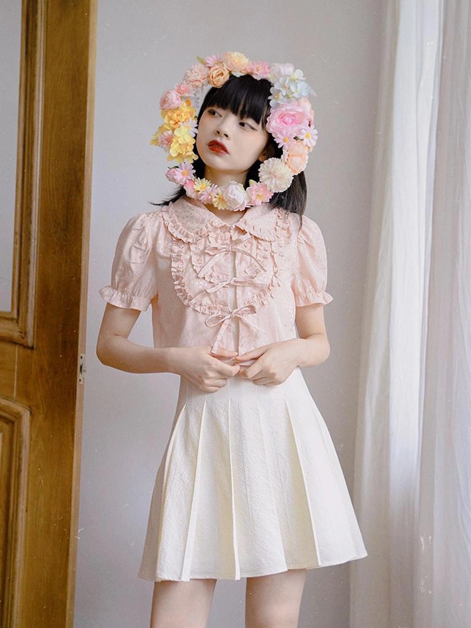 Butterfly Bow Short Shirt Blouse