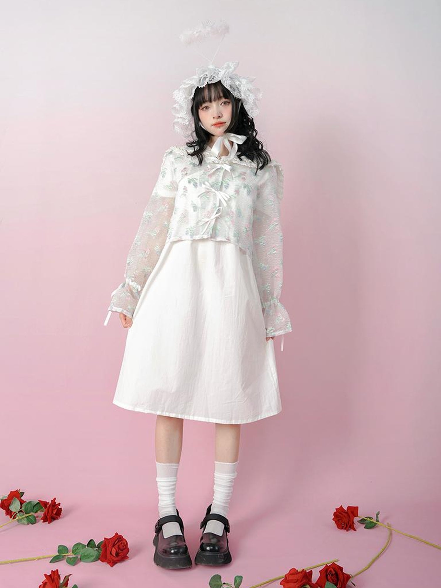 Daytoday Butterfly Bow Tie Dye Sun Protection Long Sleeve Cover Up