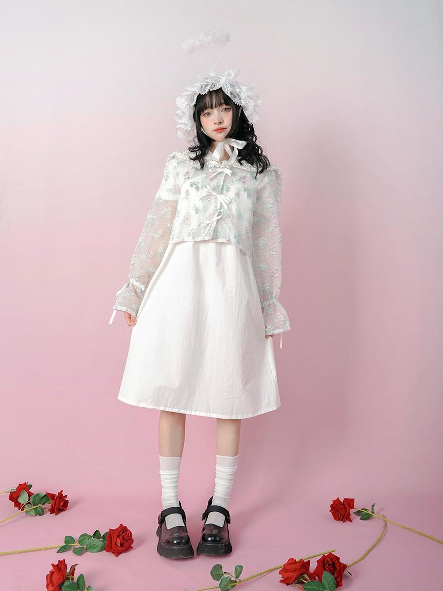 Daytoday Butterfly Bow Tie Dye Sun Protection Long Sleeve Cover Up