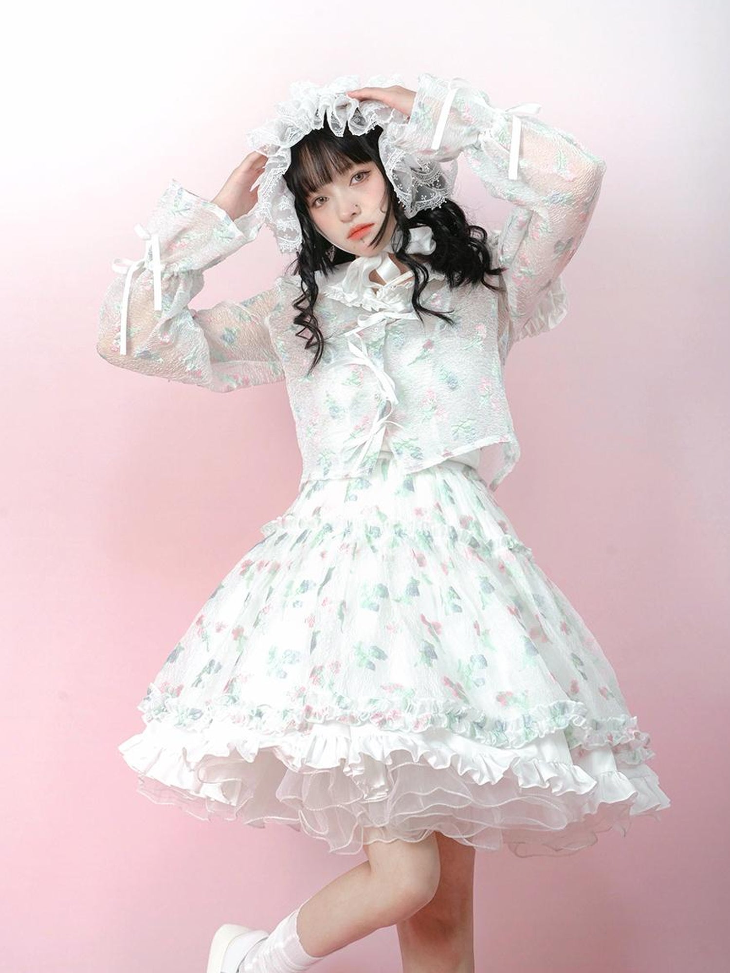 Daytoday Butterfly Bow Tie Dye Sun Protection Long Sleeve Cover Up