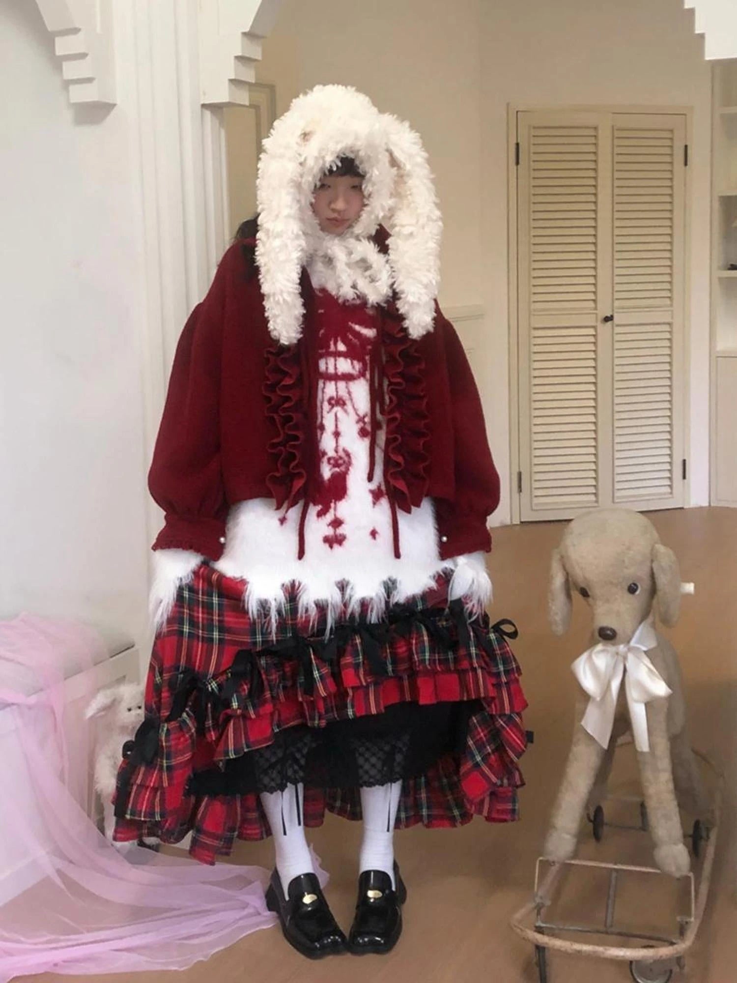 Butterfly Bow Tie Dyed Long Pile Sweater