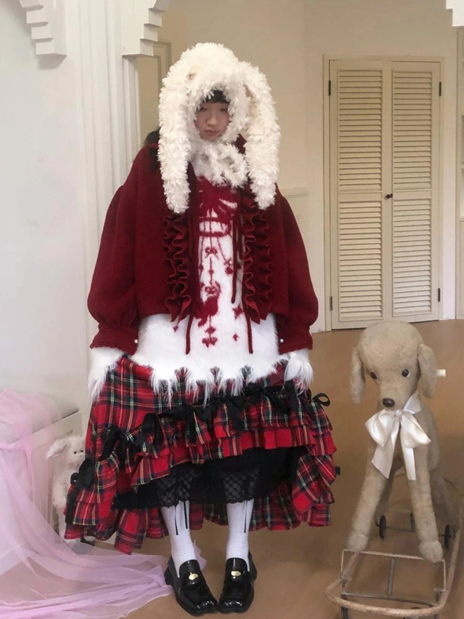 Butterfly Bow Tie Dyed Long Pile Sweater