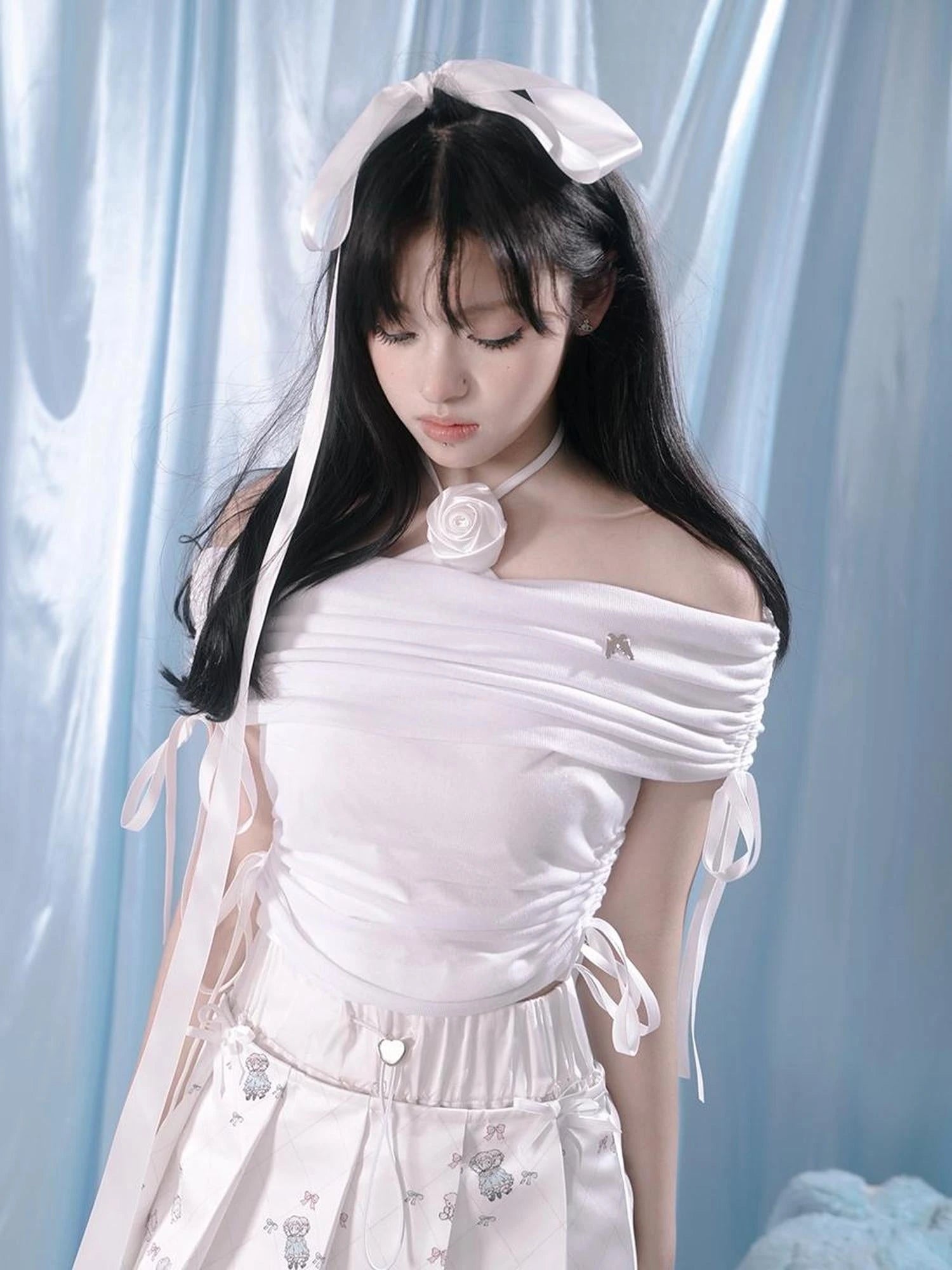 Butterfly Bow Tie Front Ballet Crop Top