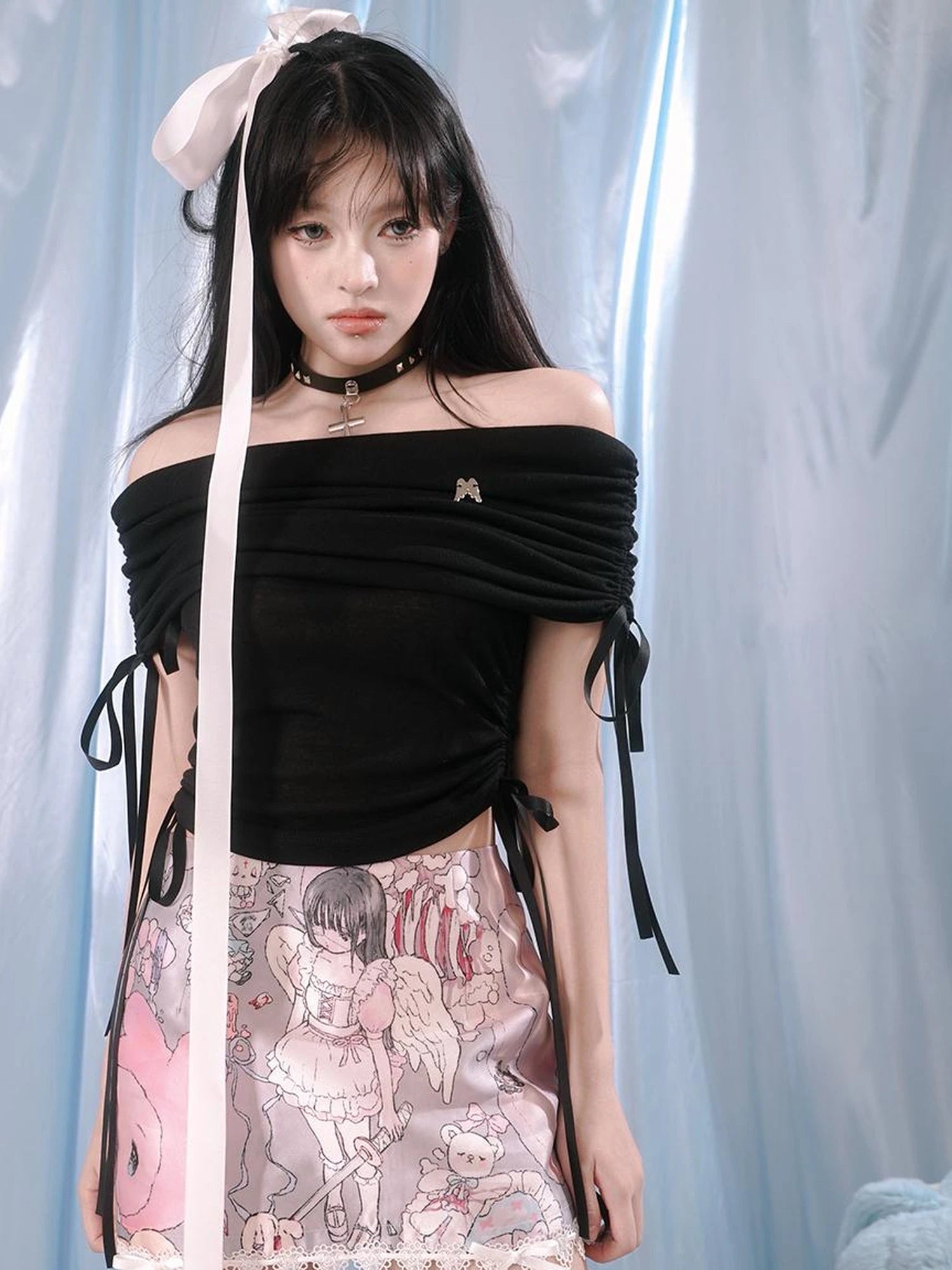 Butterfly Bow Tie Front Ballet Crop Top