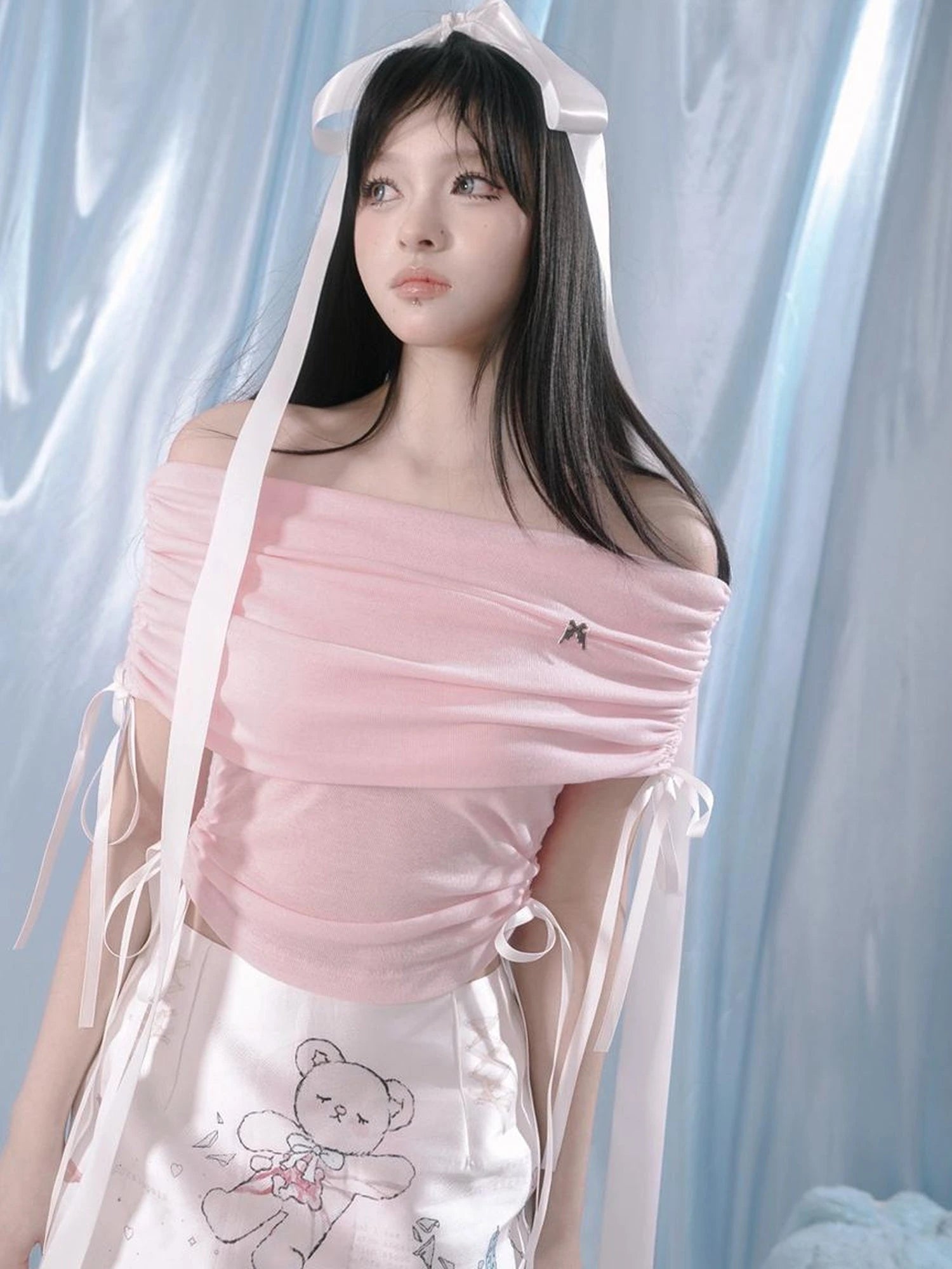 Butterfly Bow Tie Front Ballet Crop Top