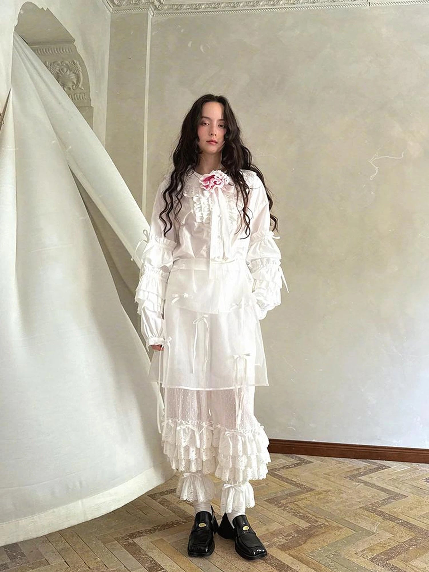 Butterfly Bow Transparent Print Apron Skirt