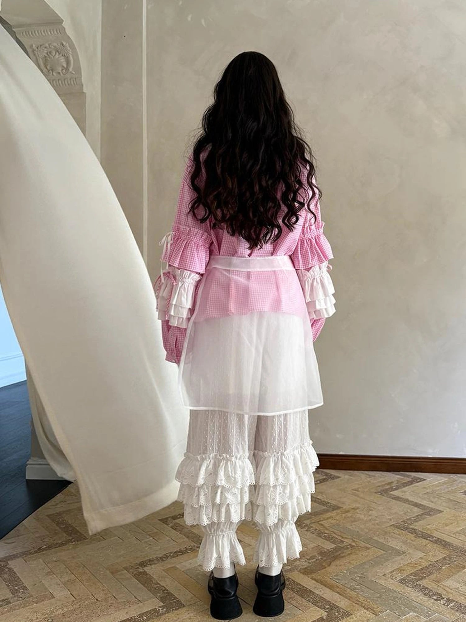 Butterfly Bow Transparent Print Apron Skirt