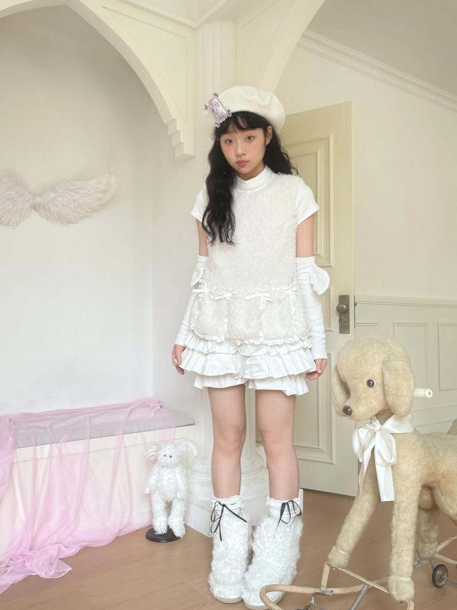 Daytoday Butterfly Knot Plush Layered Dress Sleeveless