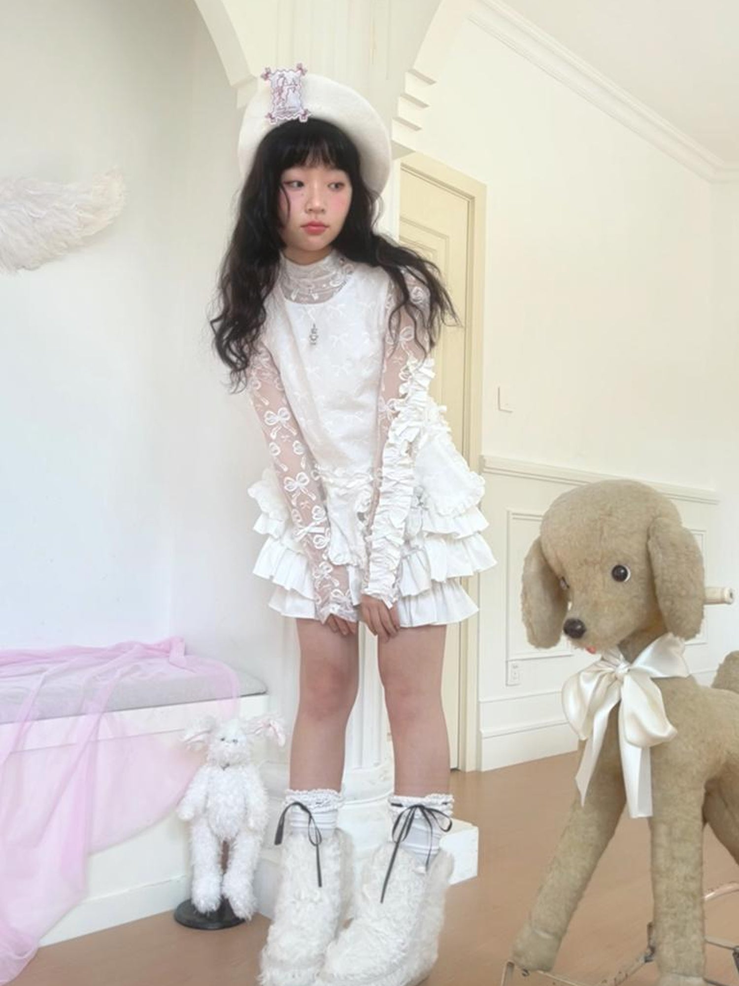 Daytoday Butterfly Knot Plush Layered Dress Sleeveless