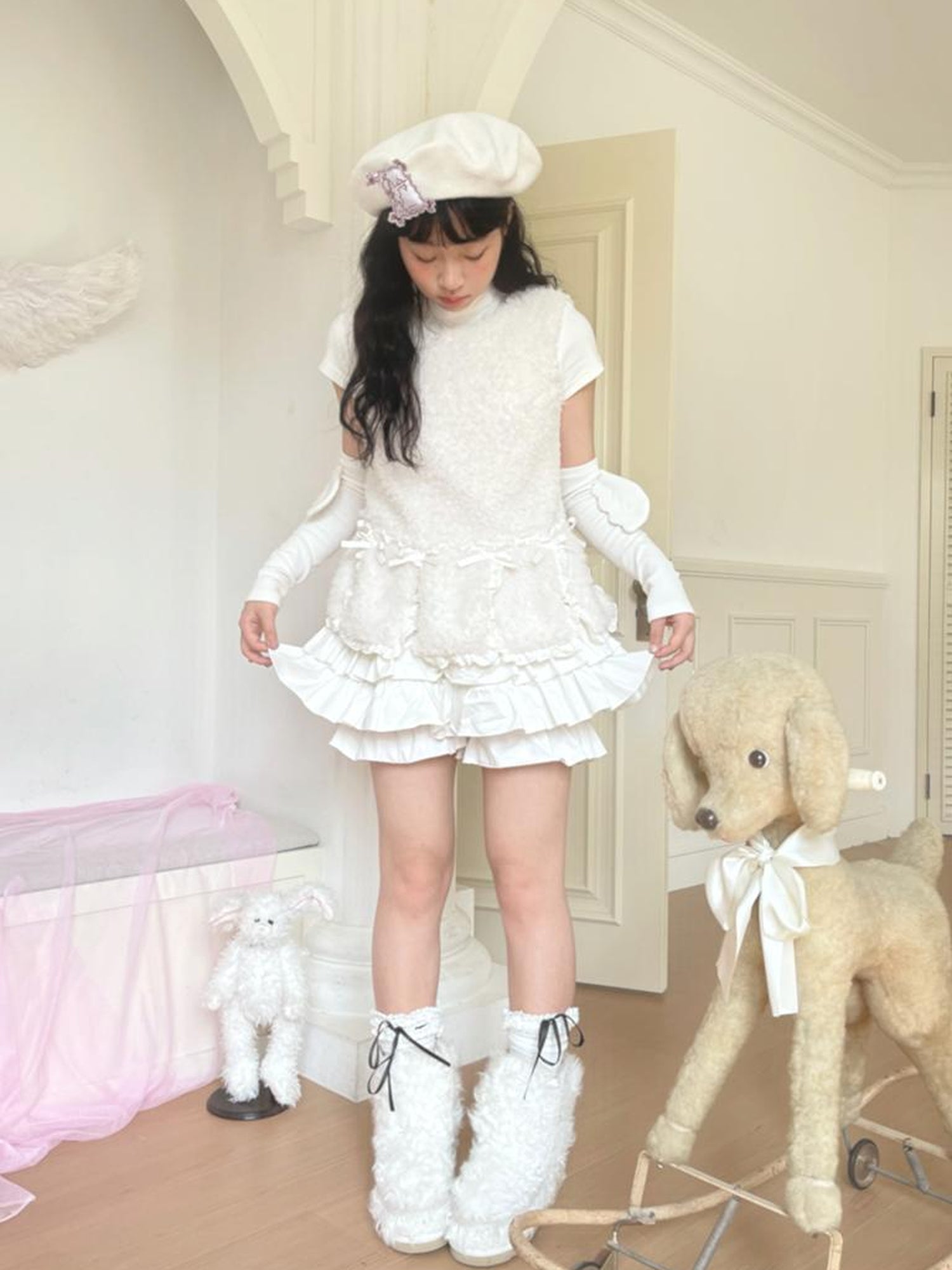 Daytoday Butterfly Knot Plush Layered Dress Sleeveless