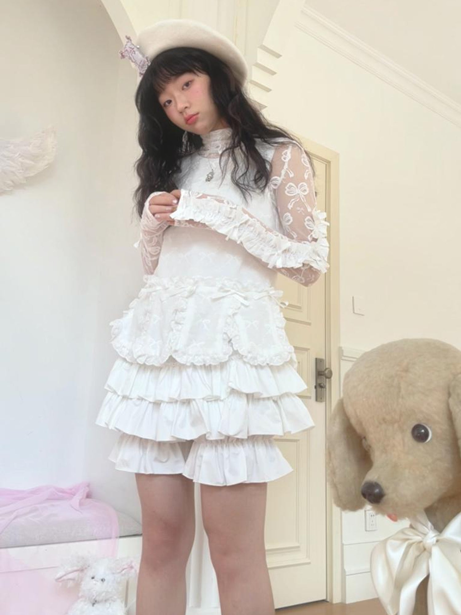 Daytoday Butterfly Knot Plush Layered Dress Sleeveless