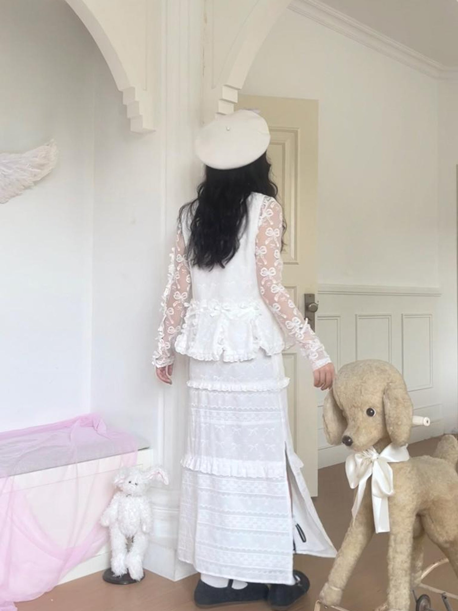 Daytoday Butterfly Knot Plush Layered Dress Sleeveless