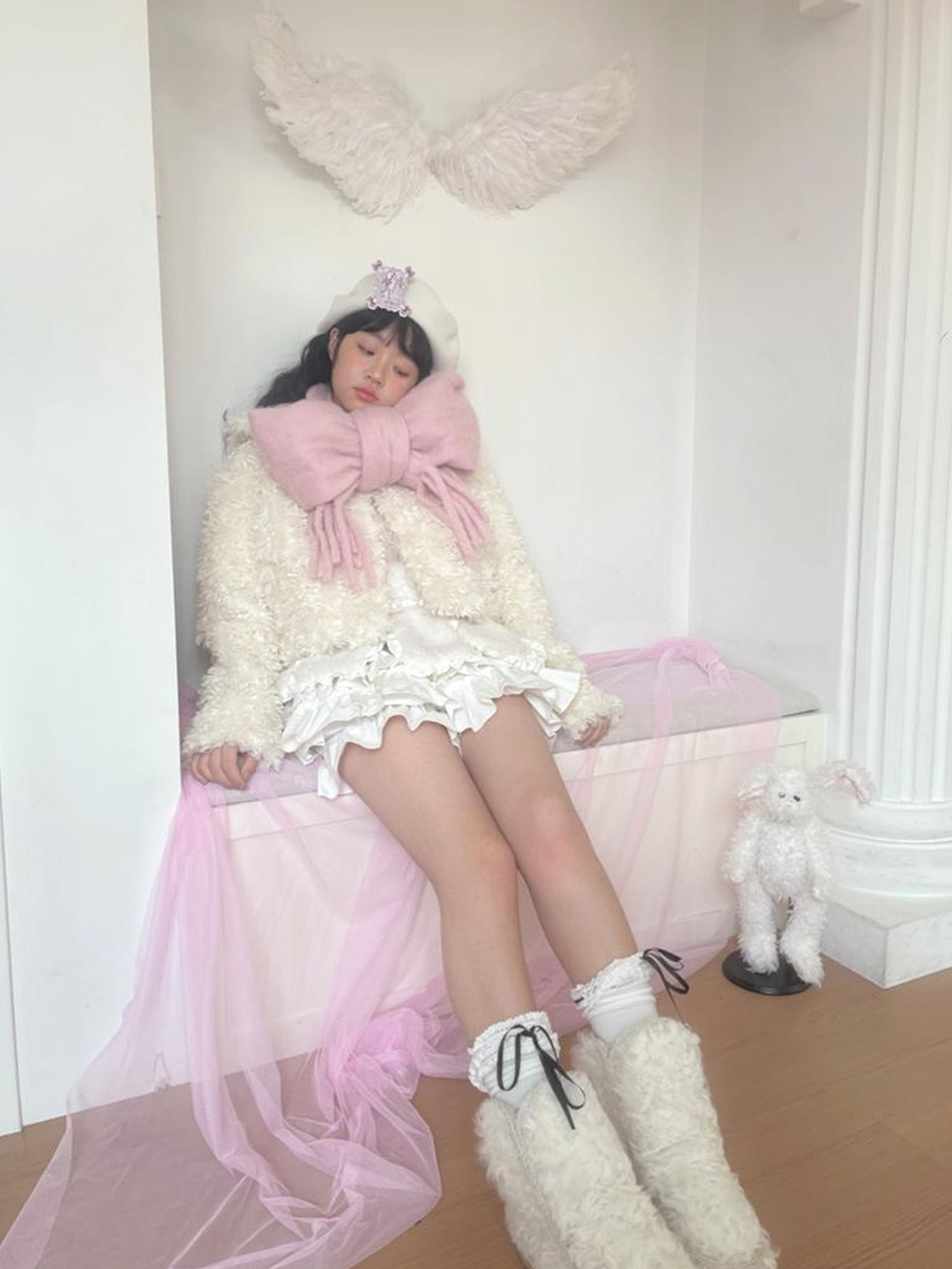 Daytoday Butterfly Knot Plush Layered Dress Sleeveless