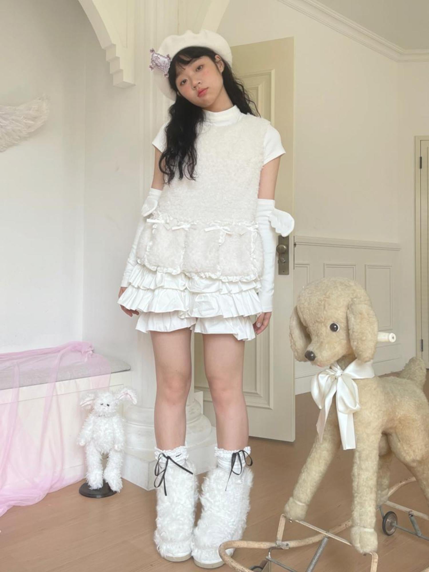 Daytoday Butterfly Knot Plush Layered Dress Sleeveless