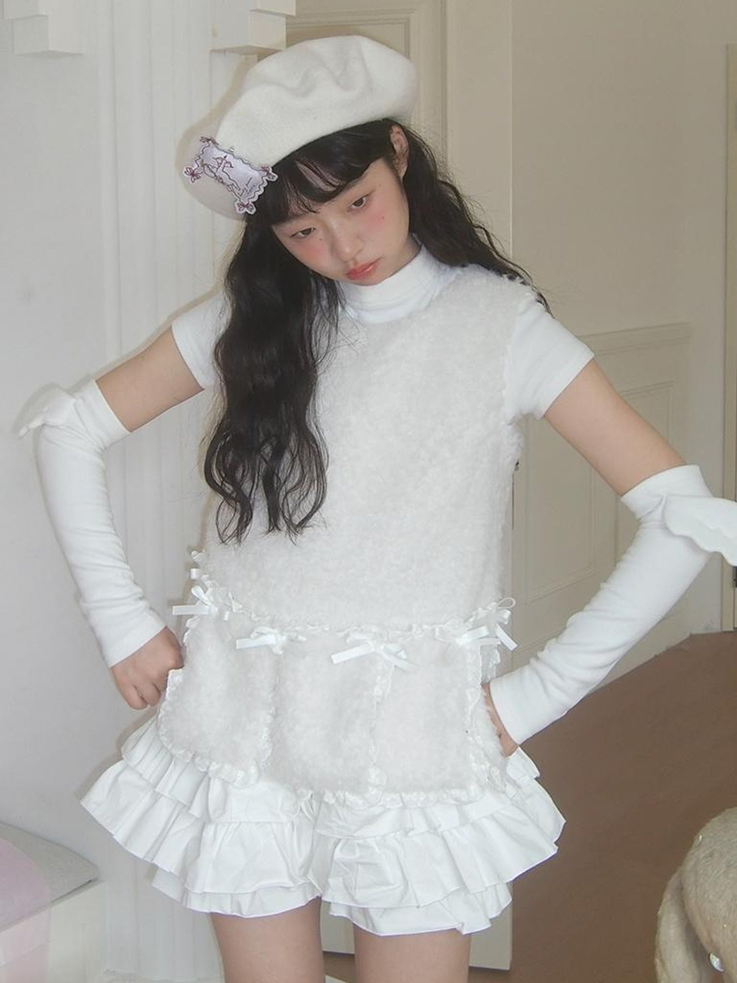 Daytoday Butterfly Knot Plush Layered Dress Sleeveless