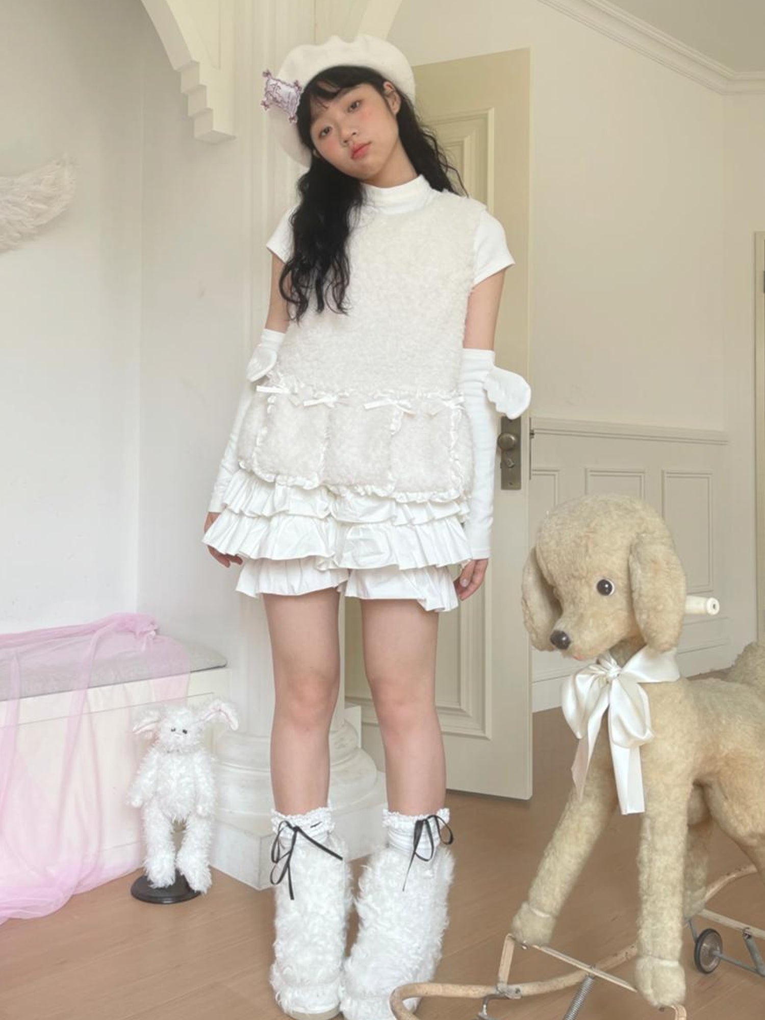 Daytoday Butterfly Knot Plush Layered Dress Sleeveless