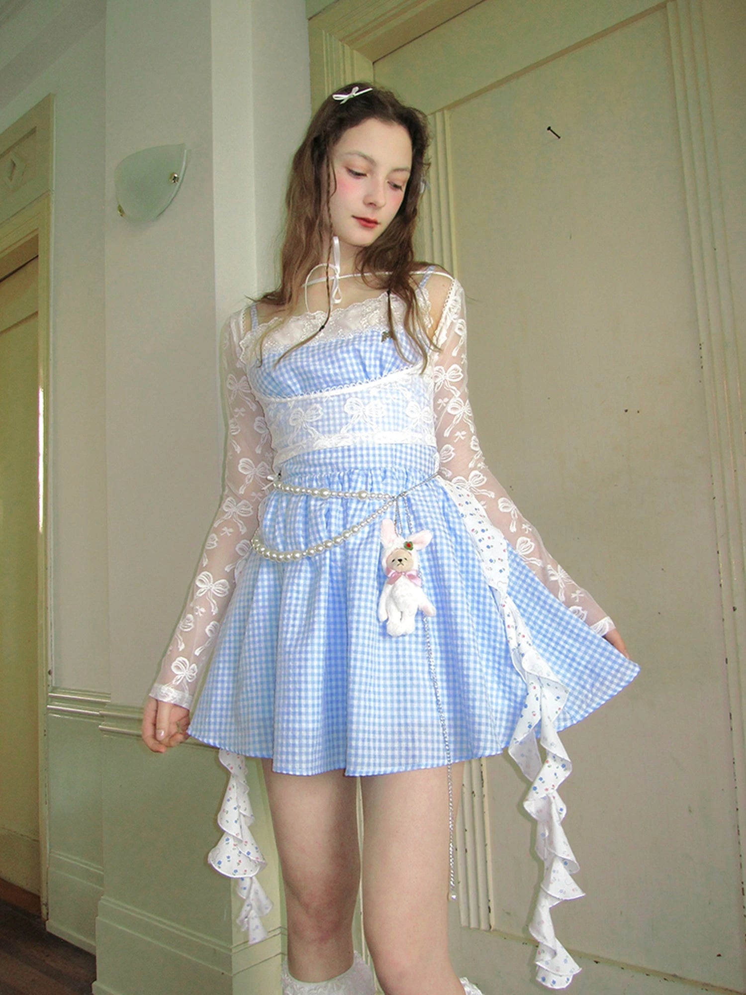 Butterfly Lace Bow Print Sun Protection Top