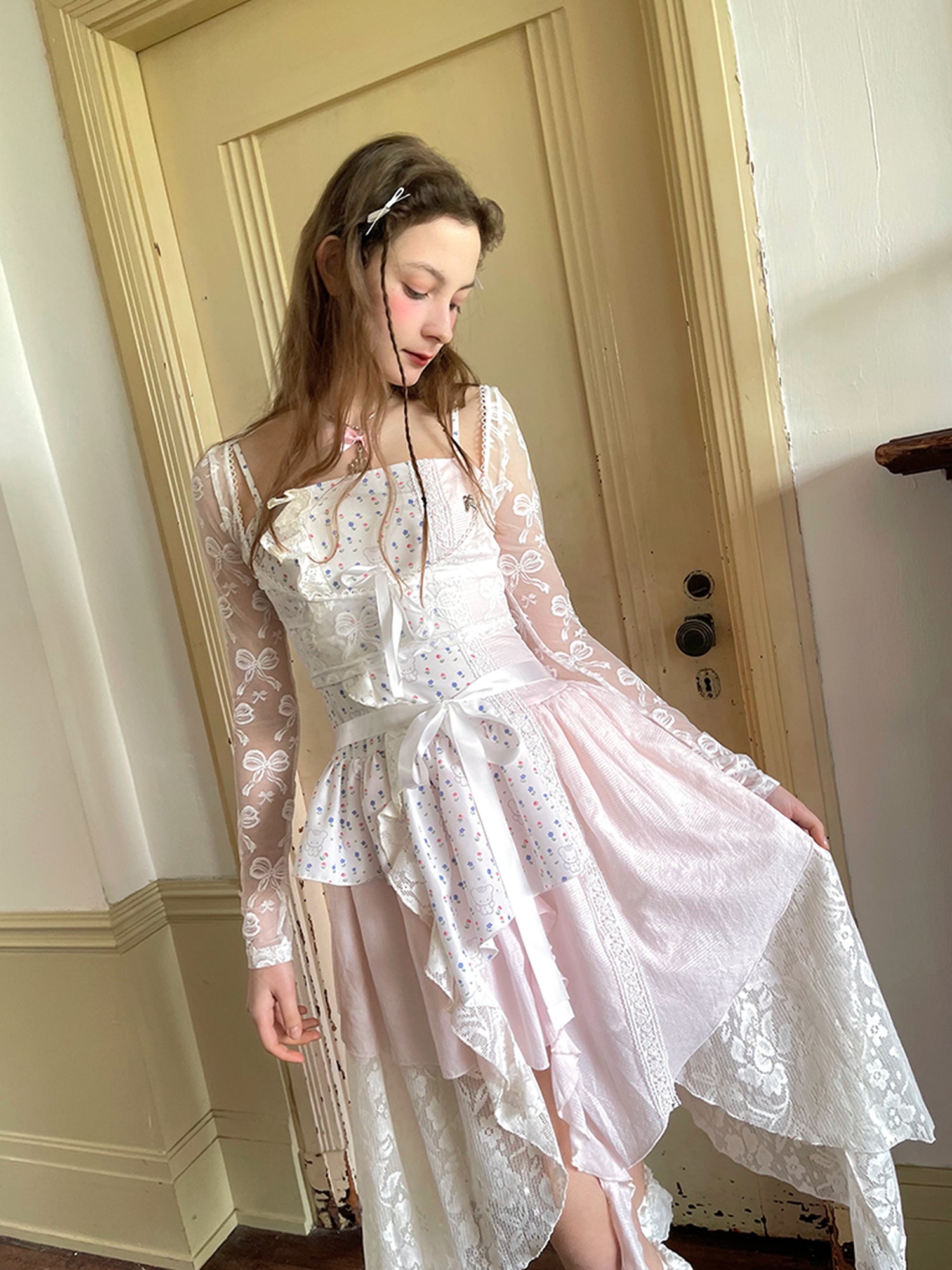 Daytoday Butterfly Lace Bow Print Sun Protection Top