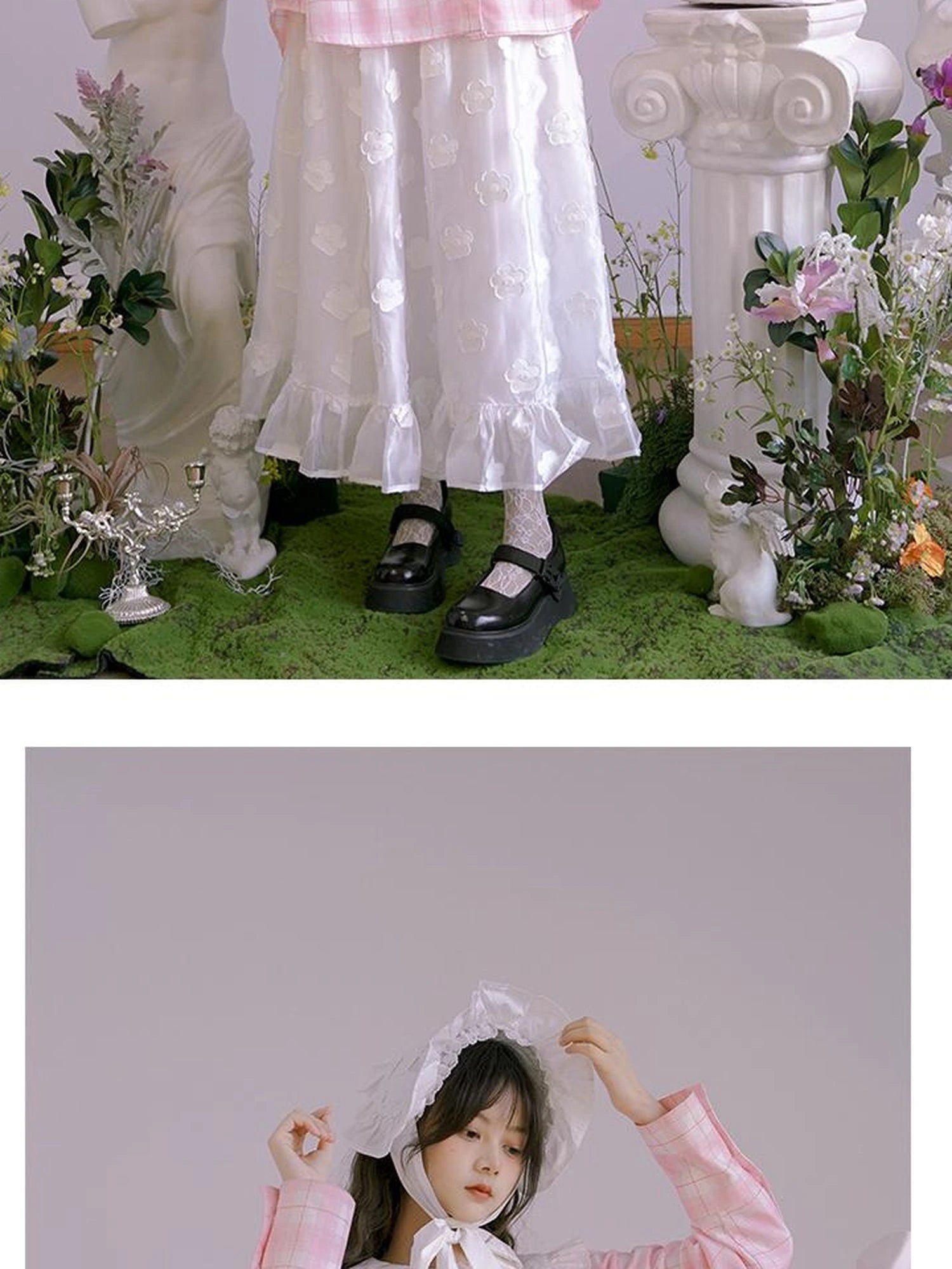 Butterfly Lace Pink Check Oversized Shirt