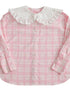 Butterfly Lace Pink Check Oversized Shirt