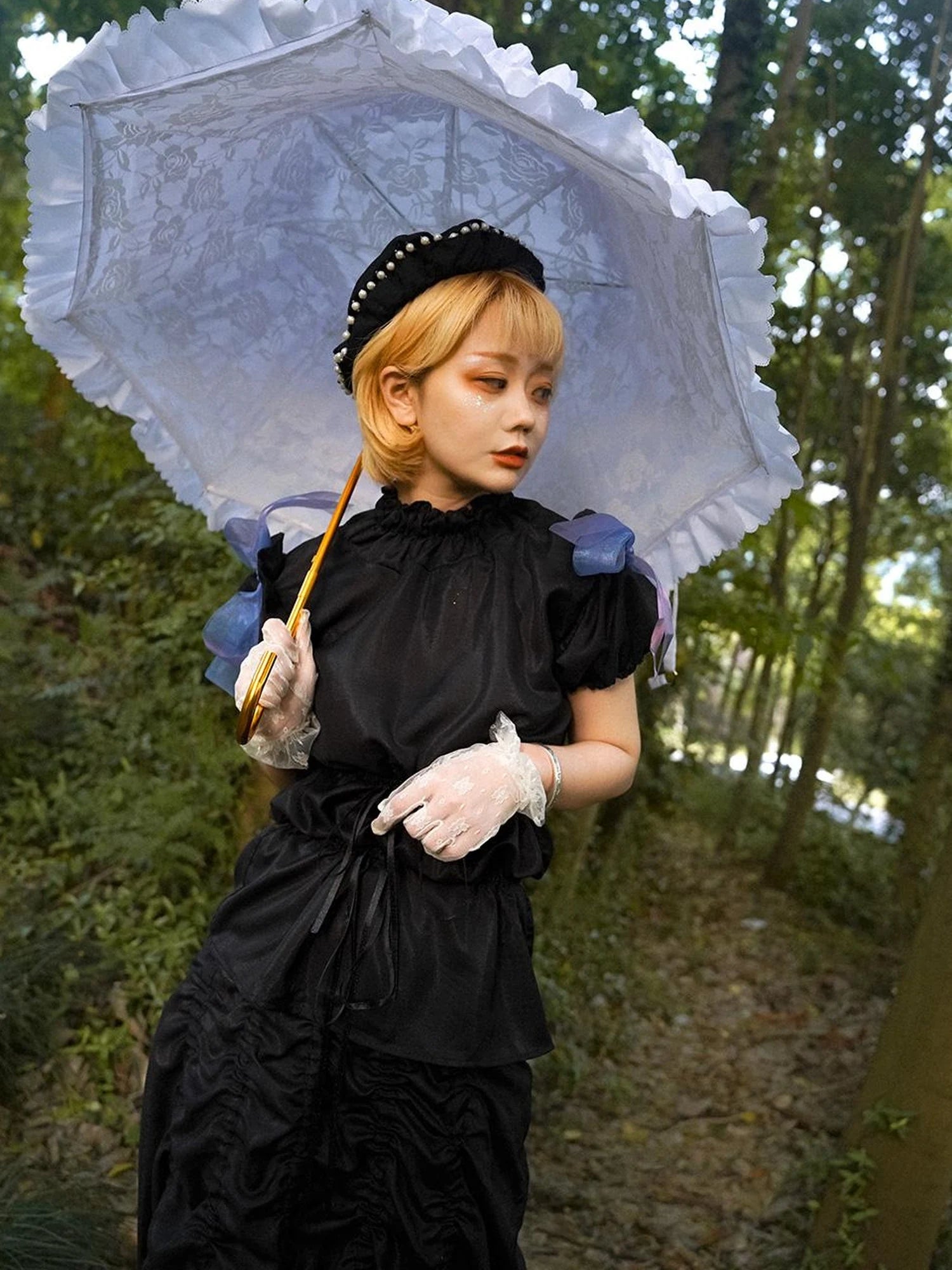 Butterfly Print Drawstring Skirt