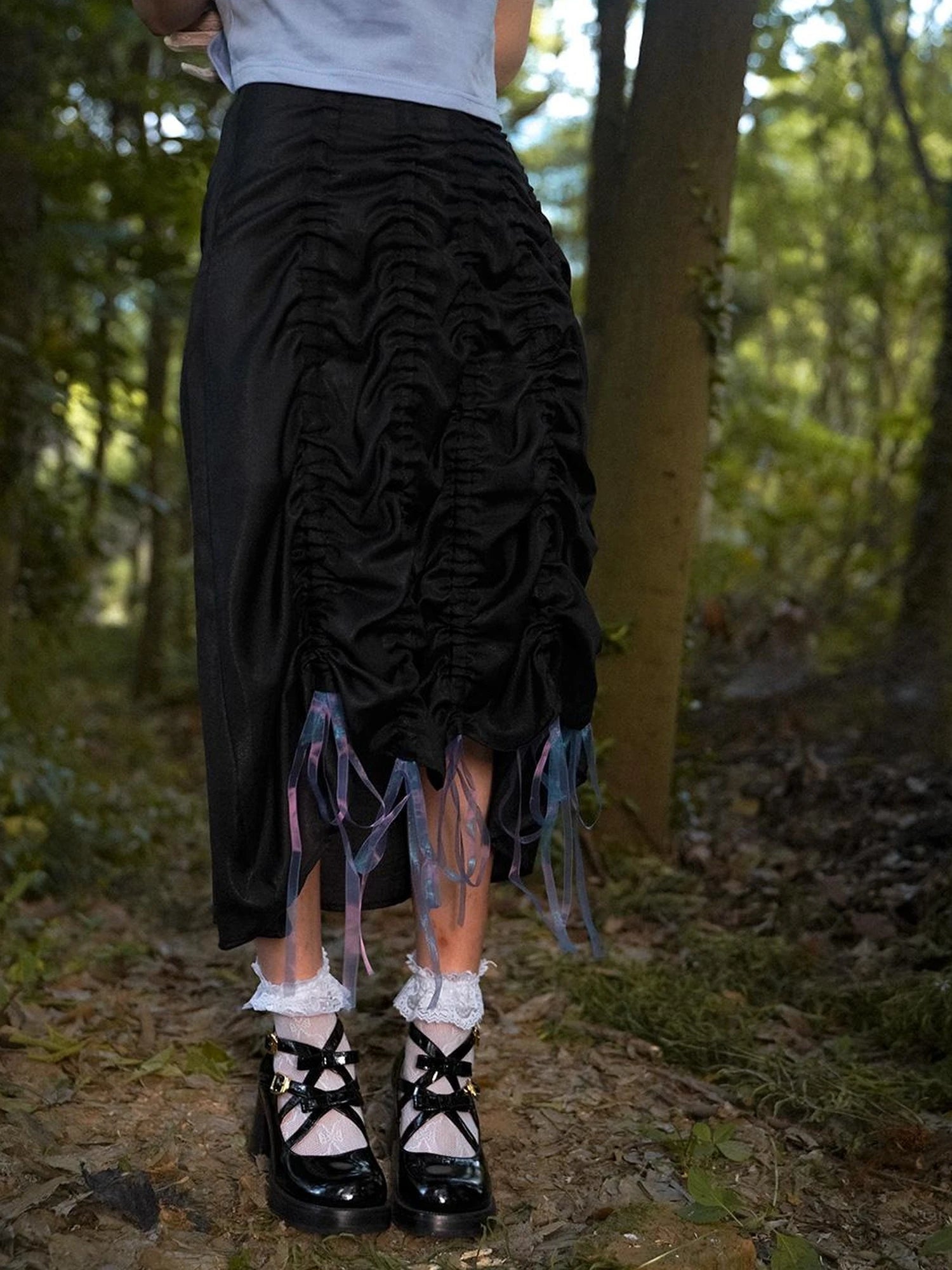 Butterfly Print Drawstring Skirt