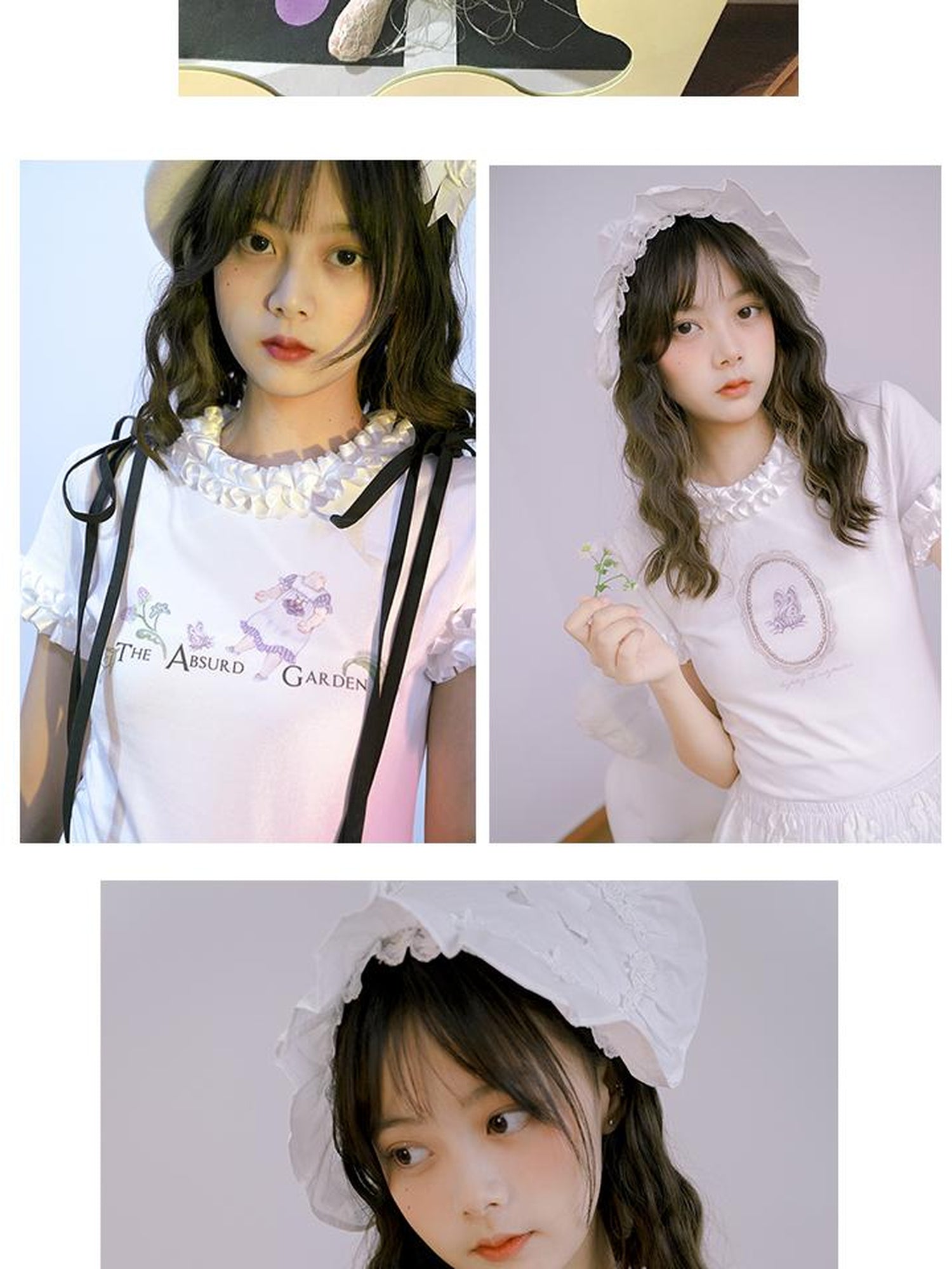 Daytoday Butterfly Print Embroidered T Shirt With Lace Trim