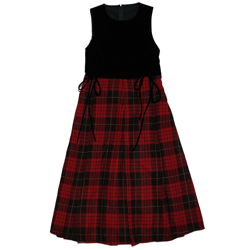 Daytoday_Christmas_Plaid_Velvet_Vintage_Vest_Dress_V-neck_Long-Sleeve_MISSTT