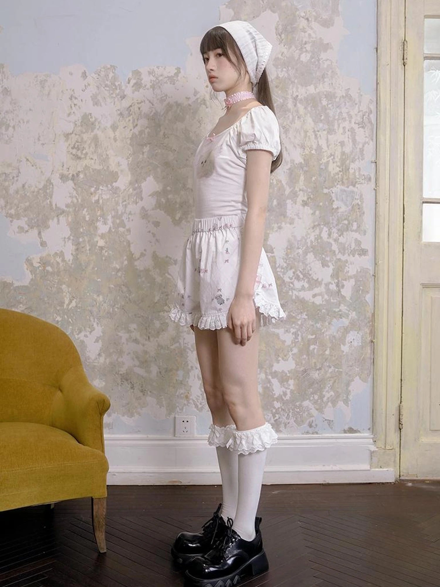 Cotton Bow Print Sleep Shorts