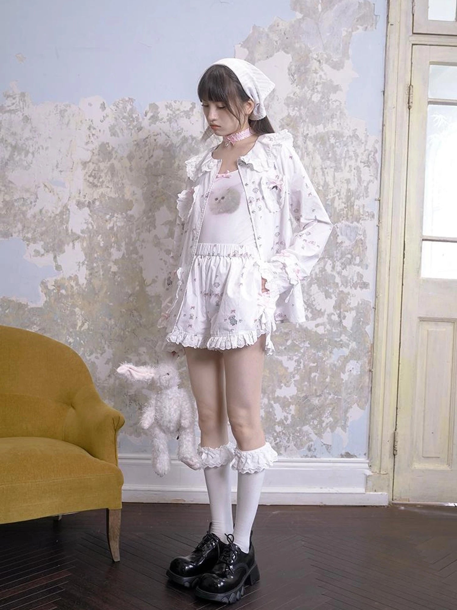 Cotton Bow Print Sleep Shorts