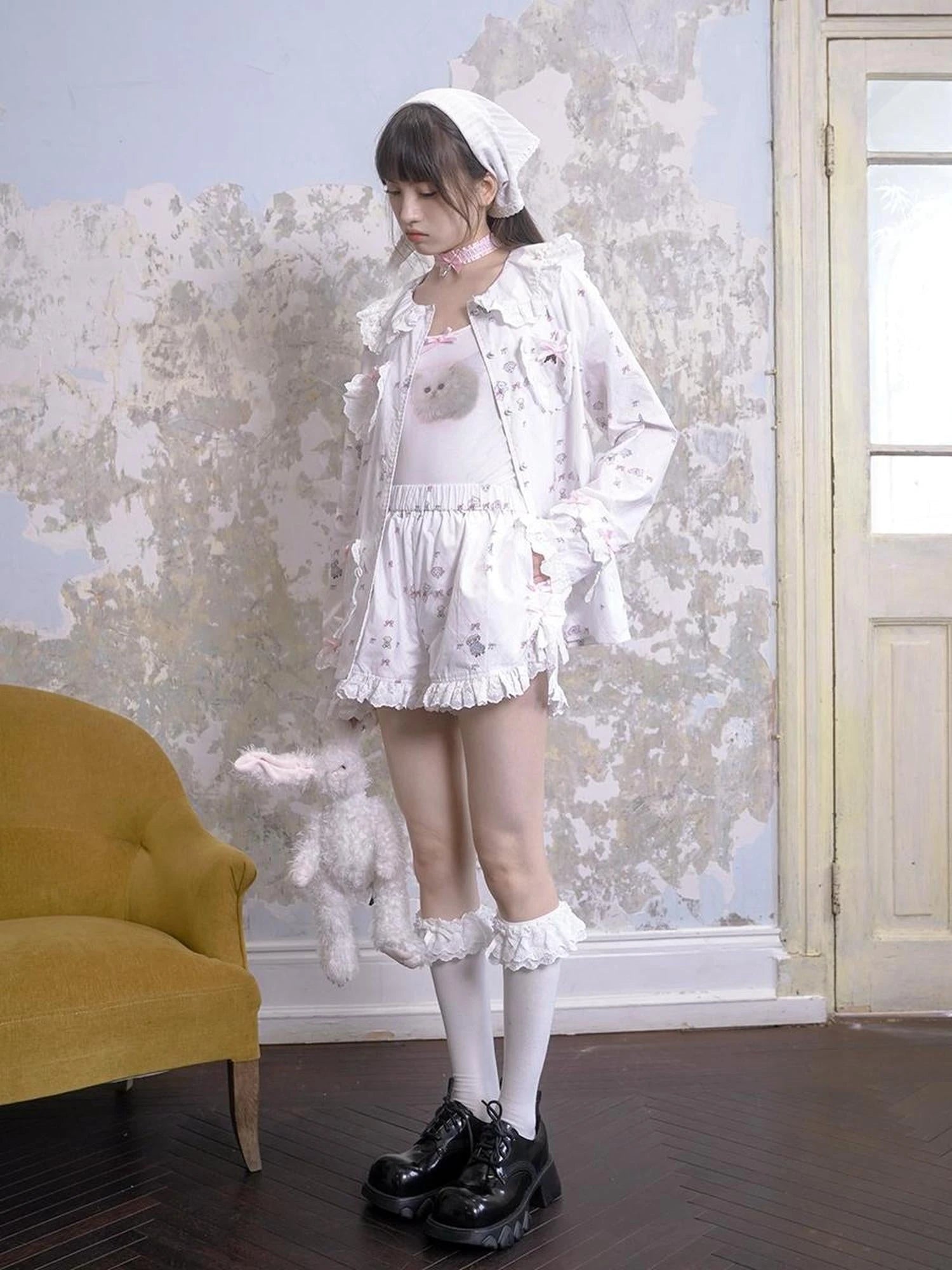 Cotton Bow Print Sleep Shorts