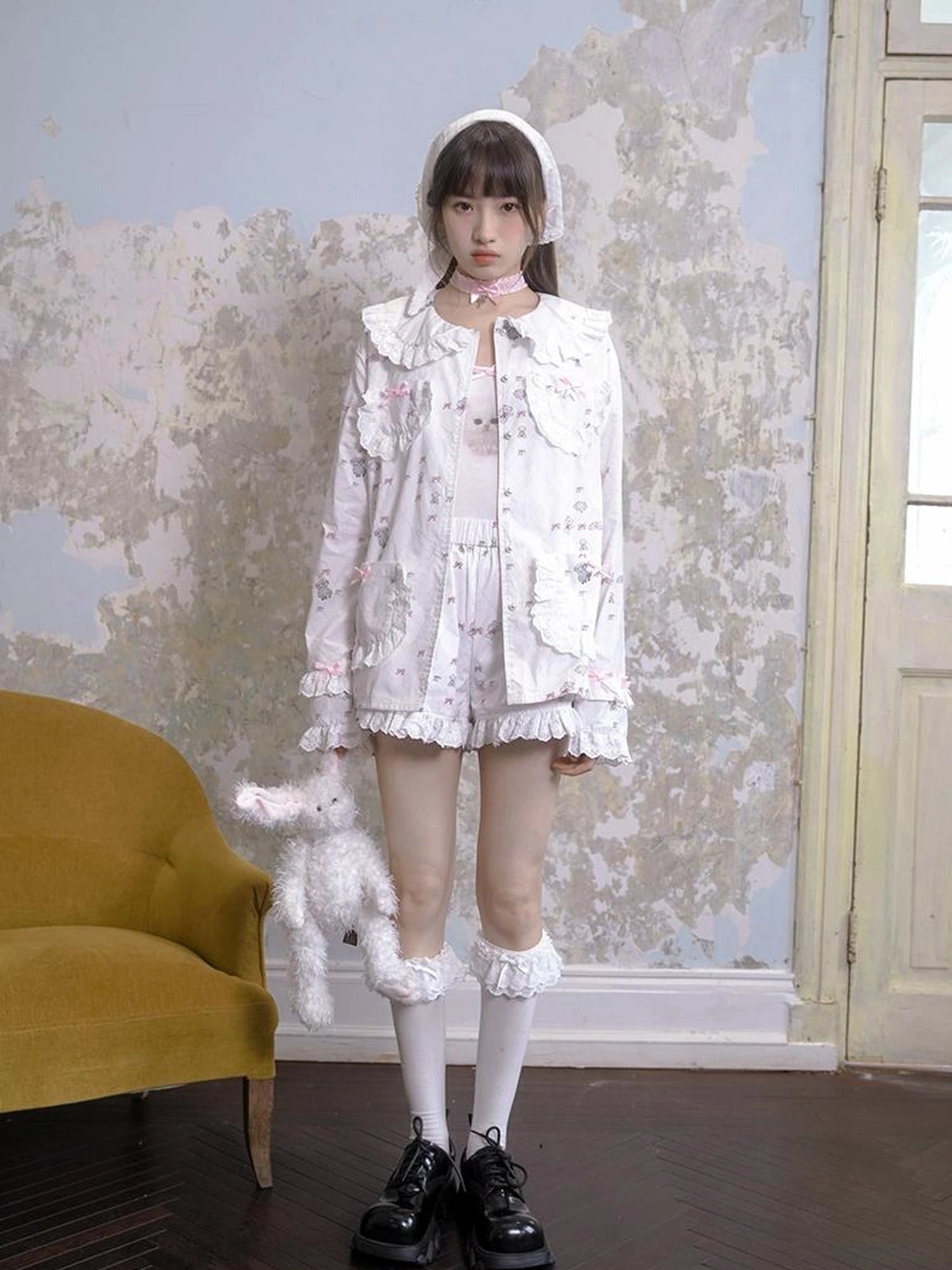 Cotton Bow Print Sleep Shorts