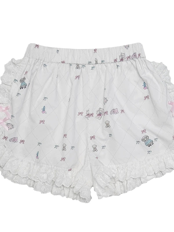 Cotton Bow Print Sleep Shorts