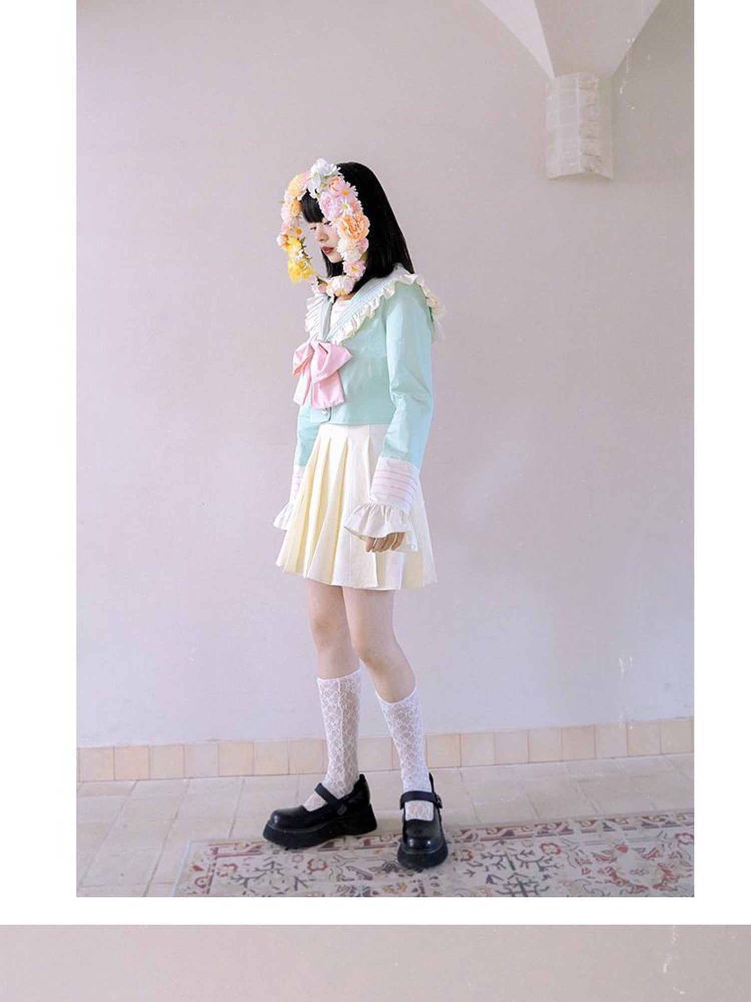 Daytoday Creamy Sailor Collar Short Jacket For Girls