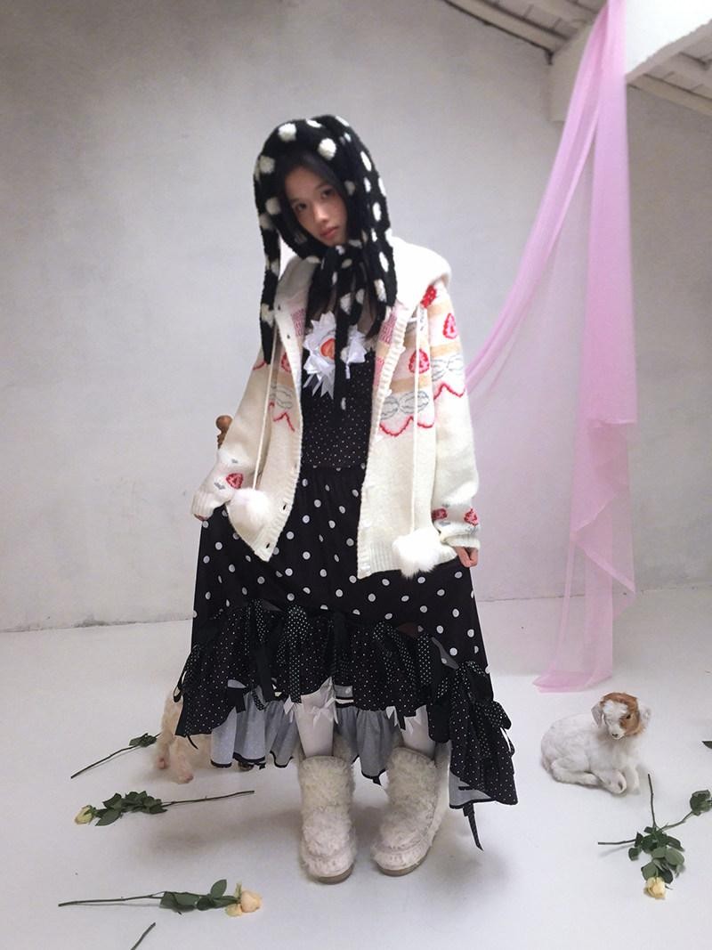 Daytoday Creamy Strawberry Jacquard Hooded Women&