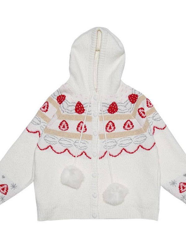 Daytoday Creamy Strawberry Jacquard Hooded Women&