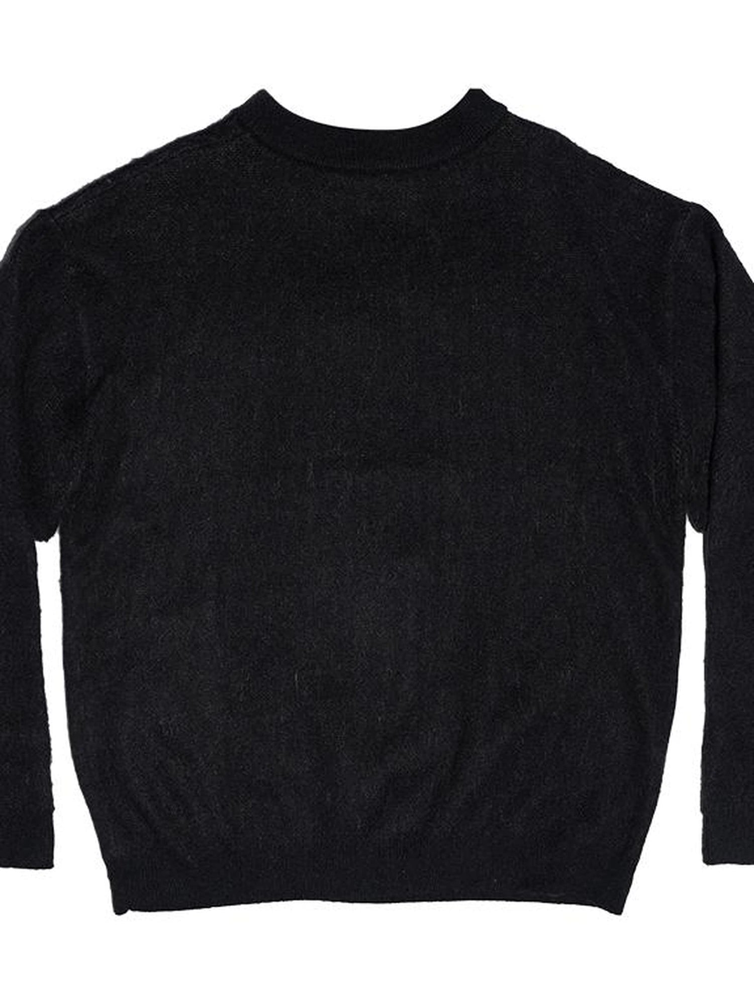 Cute Cartoon Dog Print Knitted Sweater V Neck T Shirt Long Sleeve