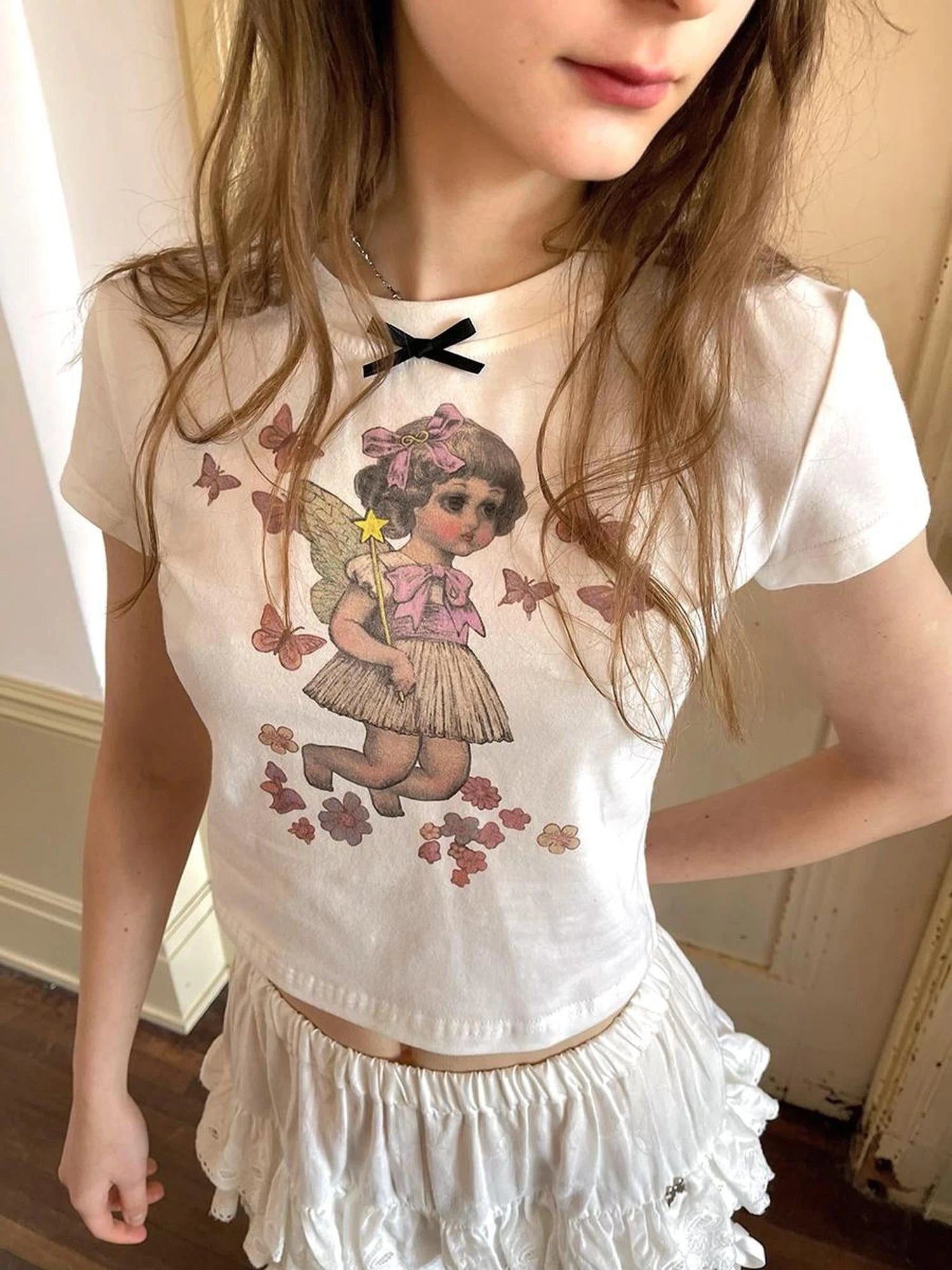 Cute Fairy T Shirt Angel Tears Rude Fish Collab V Neck Long Sleeve