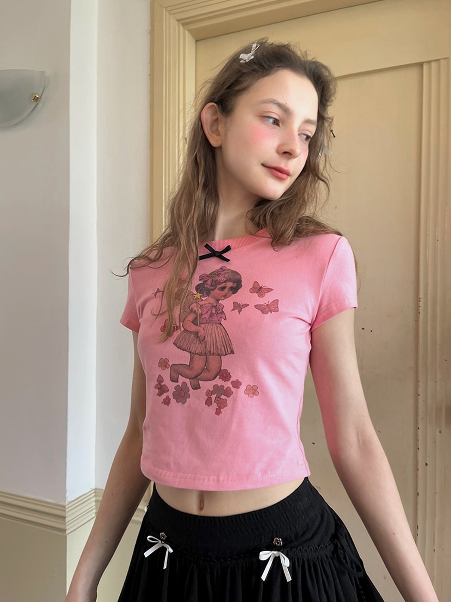 Daytoday Cute Fairy T Shirt Angel Tears Rude Fish Collab V Neck Long Sleeve