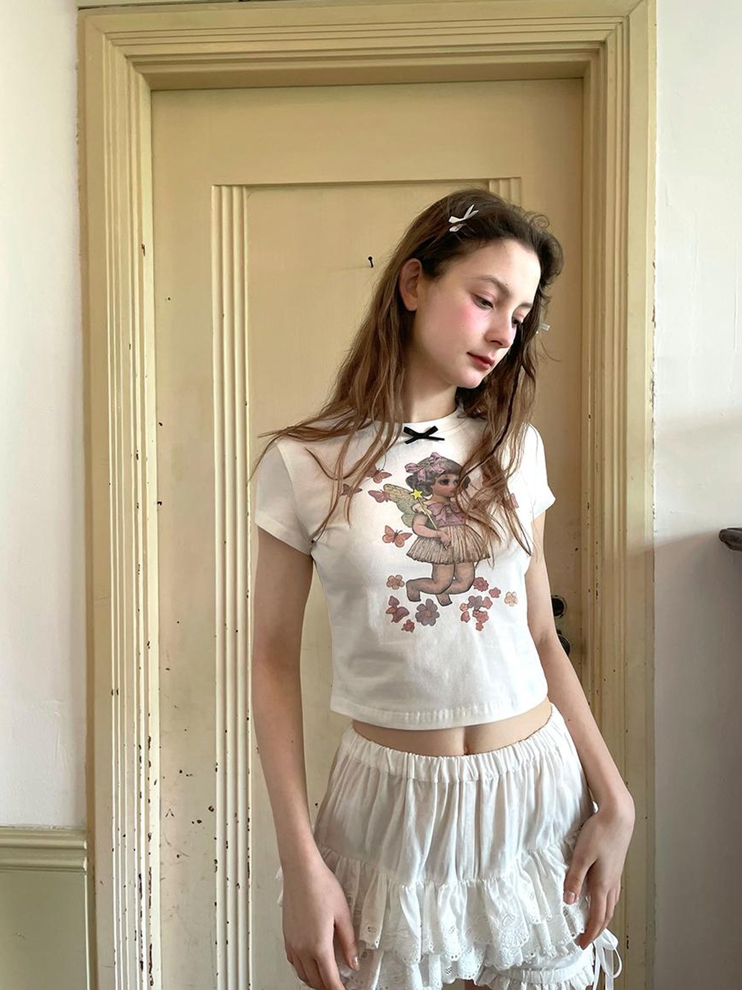 Daytoday Cute Fairy T Shirt Angel Tears Rude Fish Collab V Neck Long Sleeve