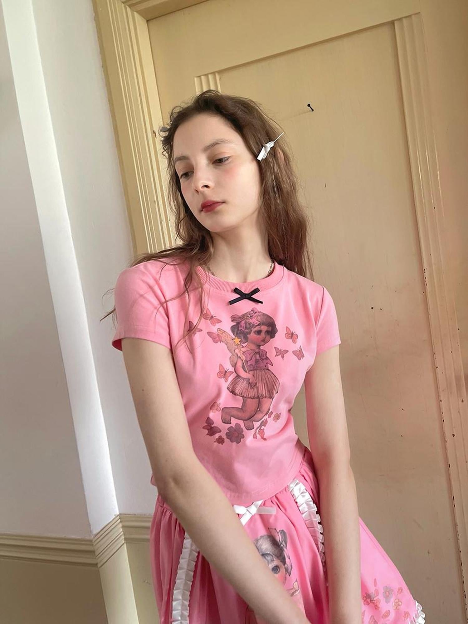 Daytoday Cute Fairy T Shirt Angel Tears Rude Fish Collab V Neck Long Sleeve