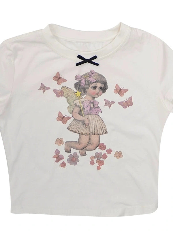 Cute Fairy T Shirt Angel Tears Rude Fish Collab V Neck Long Sleeve