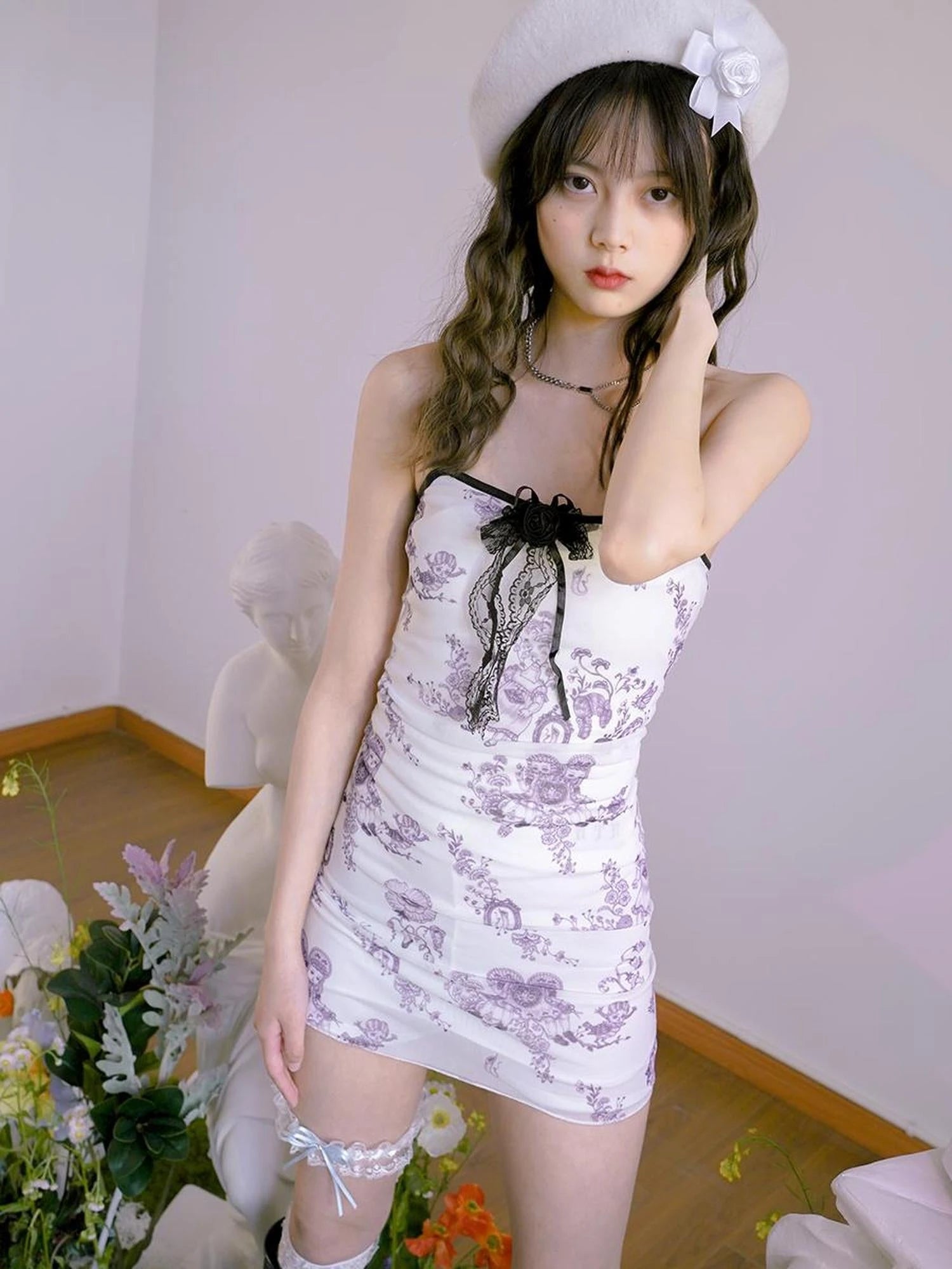 Cute Print Slip Dress With Artist Collab Design