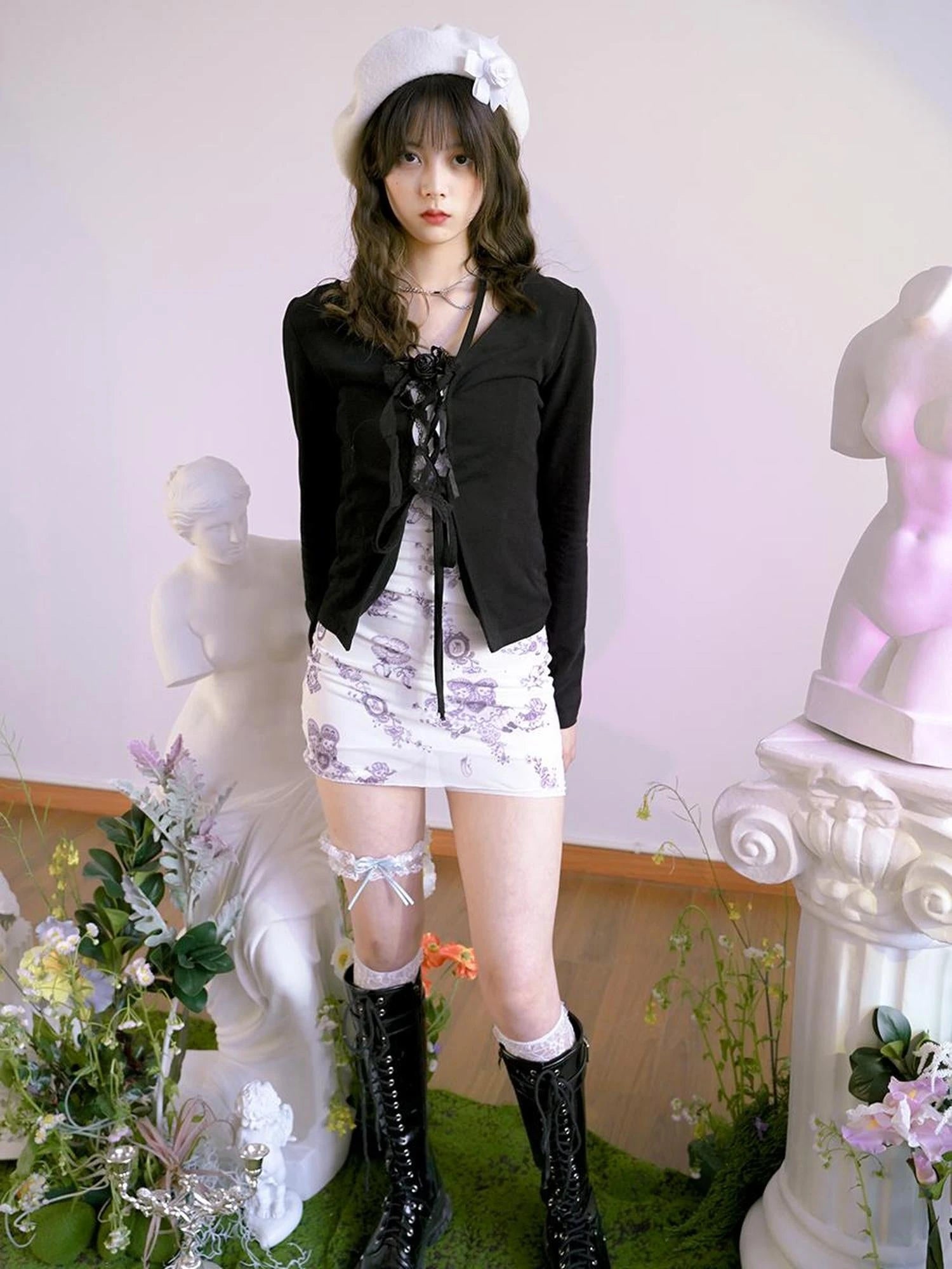 Cute Print Slip Dress With Artist Collab Design