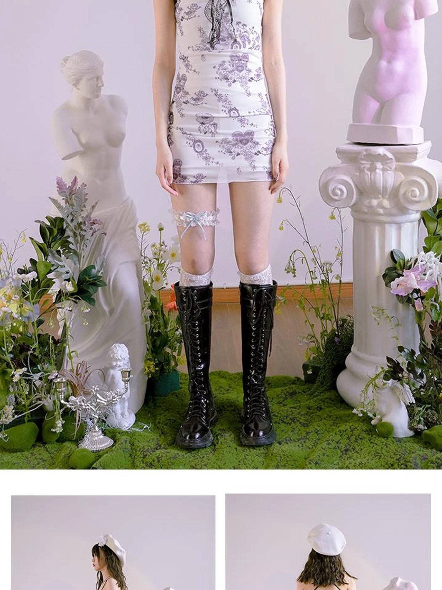 Cute Print Slip Dress With Artist Collab Design