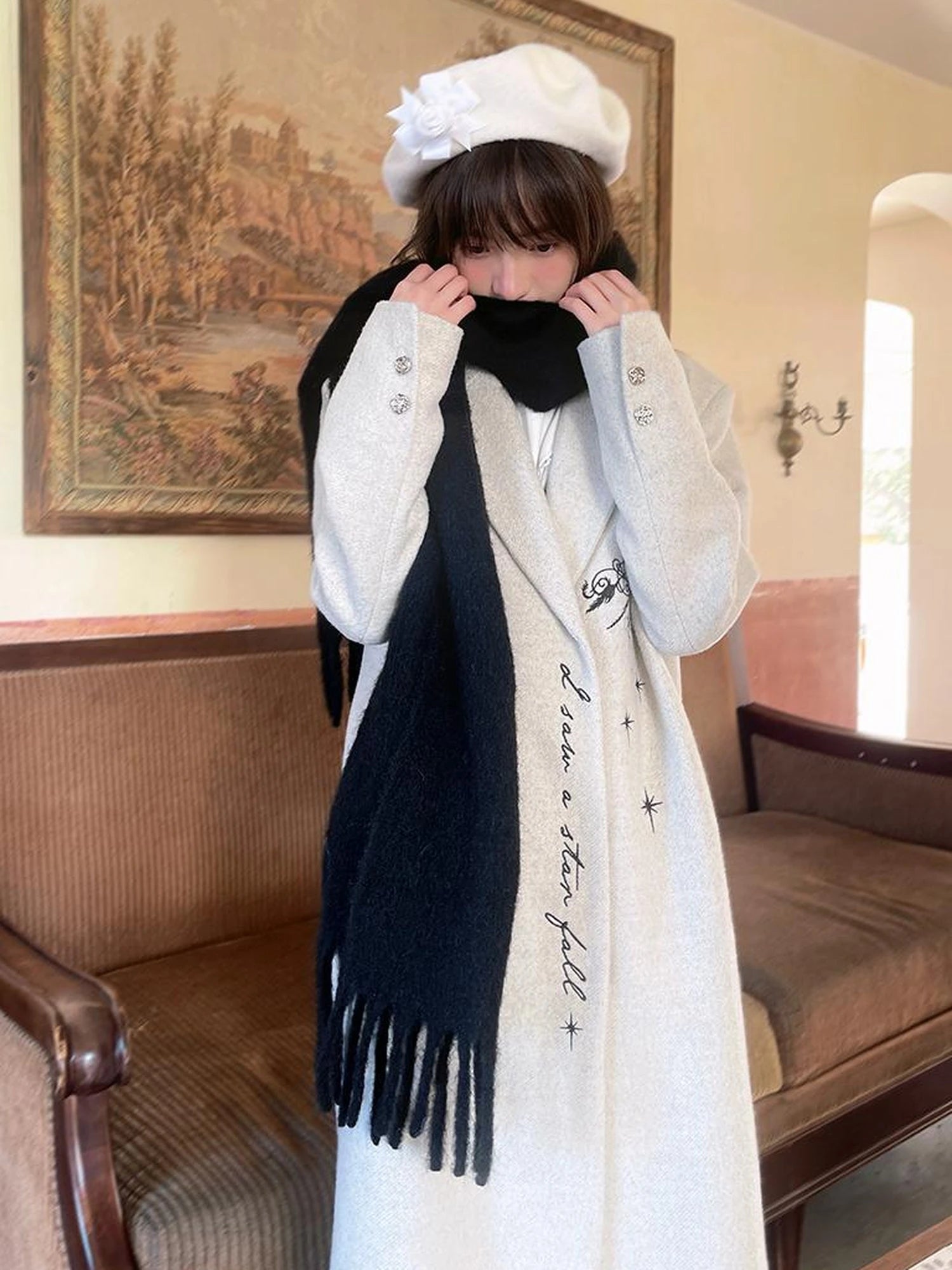 Day To Day Absurd Garden Fringed Scarf