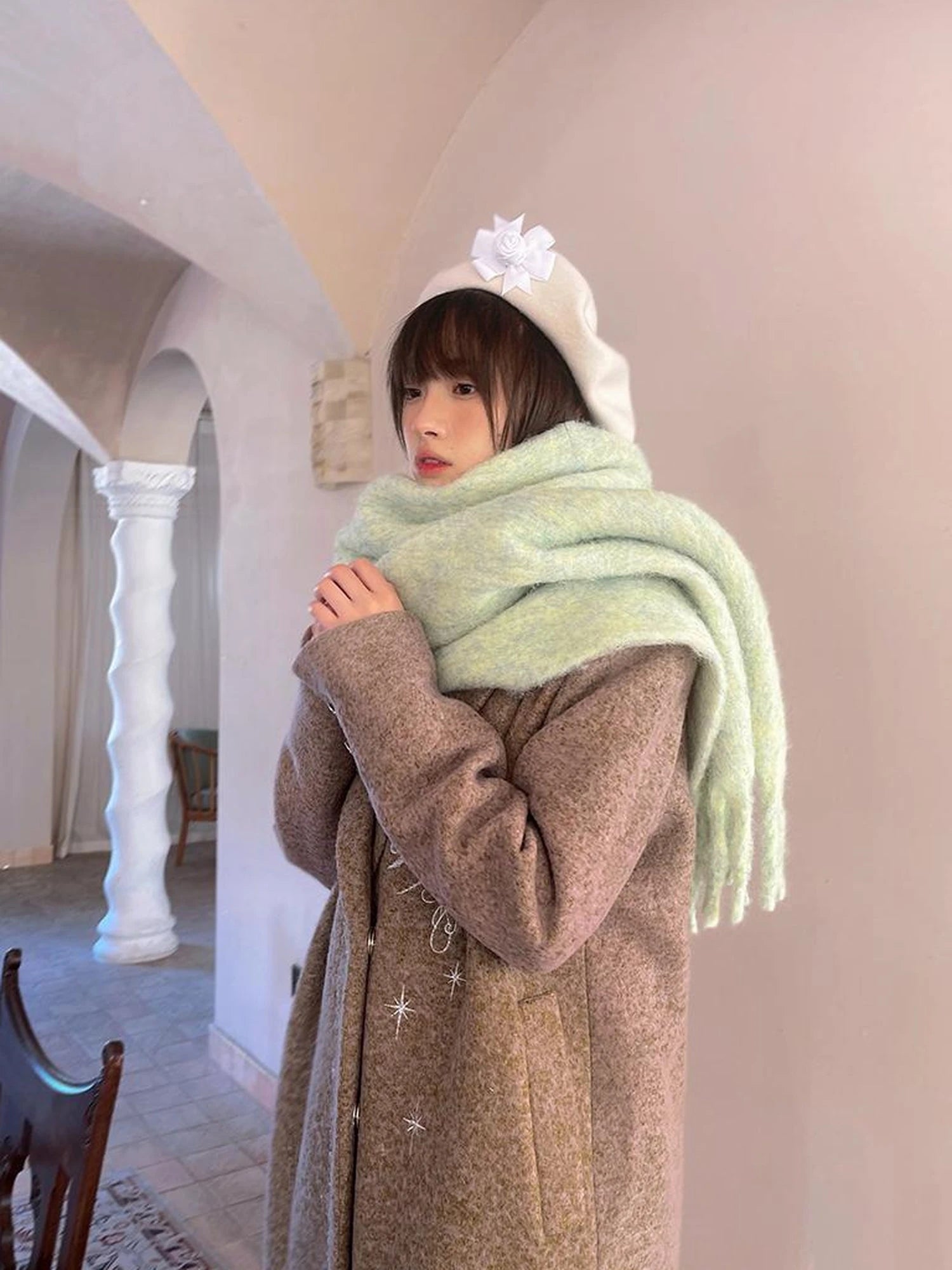 Day To Day Absurd Garden Fringed Scarf