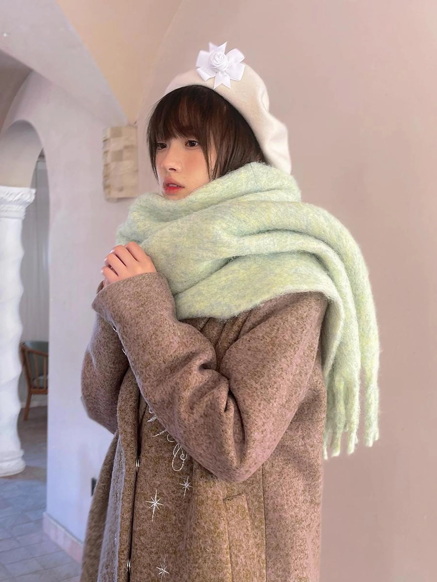 Day To Day Absurd Garden Fringed Scarf