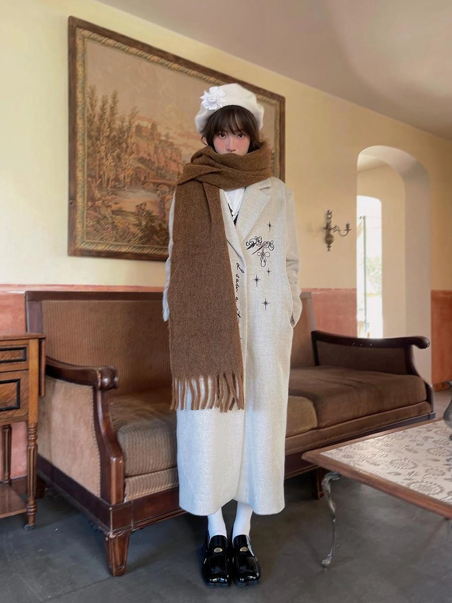 Day To Day Absurd Garden Fringed Scarf